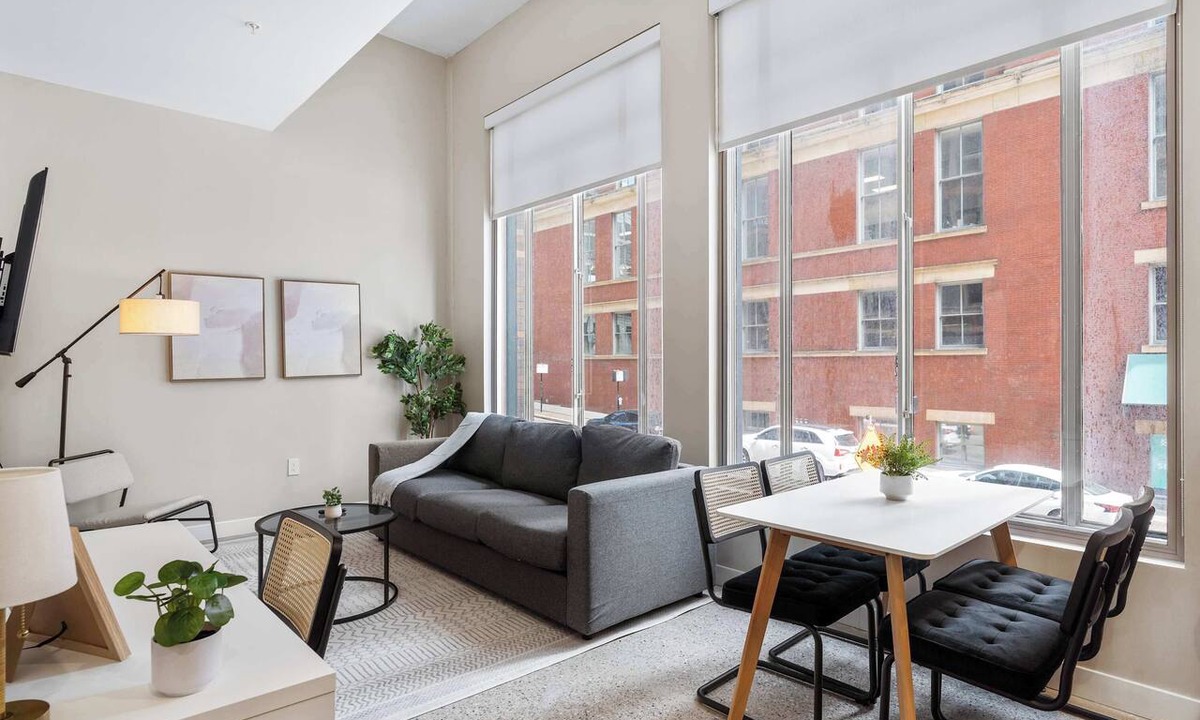Downtown Cincinnati Apartment | Spacious 2BR Condo | CozySuites Textile