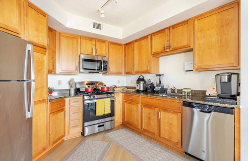 Downtown Apartment | Downtown Silver Spring 2BR Skyline Balcony Suite Walkable to DC Metro Luxepad