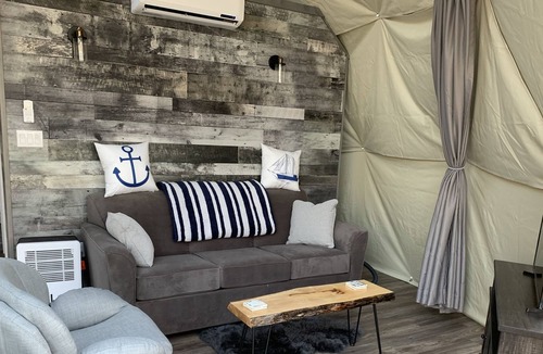 Cardigan Cottage | River view geodesic dome with private hot tub and beach access