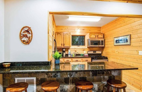 Sayner Condo | Waterfront cabin with Plum Lake views, private dock, beach access & kayaks