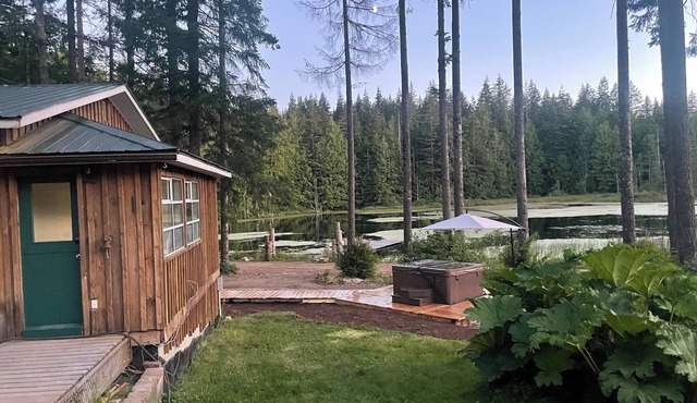 Mountain retreat on a private lake with a hot tub and more!