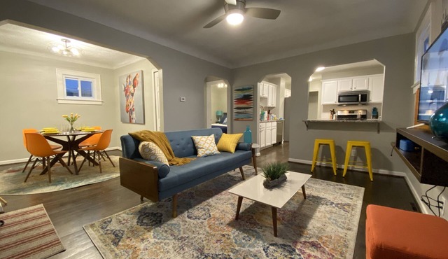 Recently remodeled, comfy two bedroom house sleeps four, plus office.